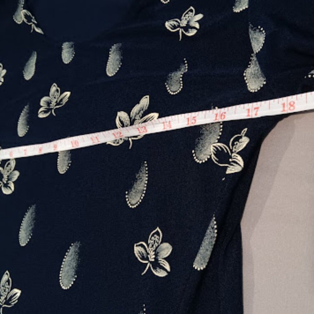 Vintage Superline USA Maxi Dress XL Gold Floral Navy Long Sleeve Elegant Beauty - Picture 9 of 13